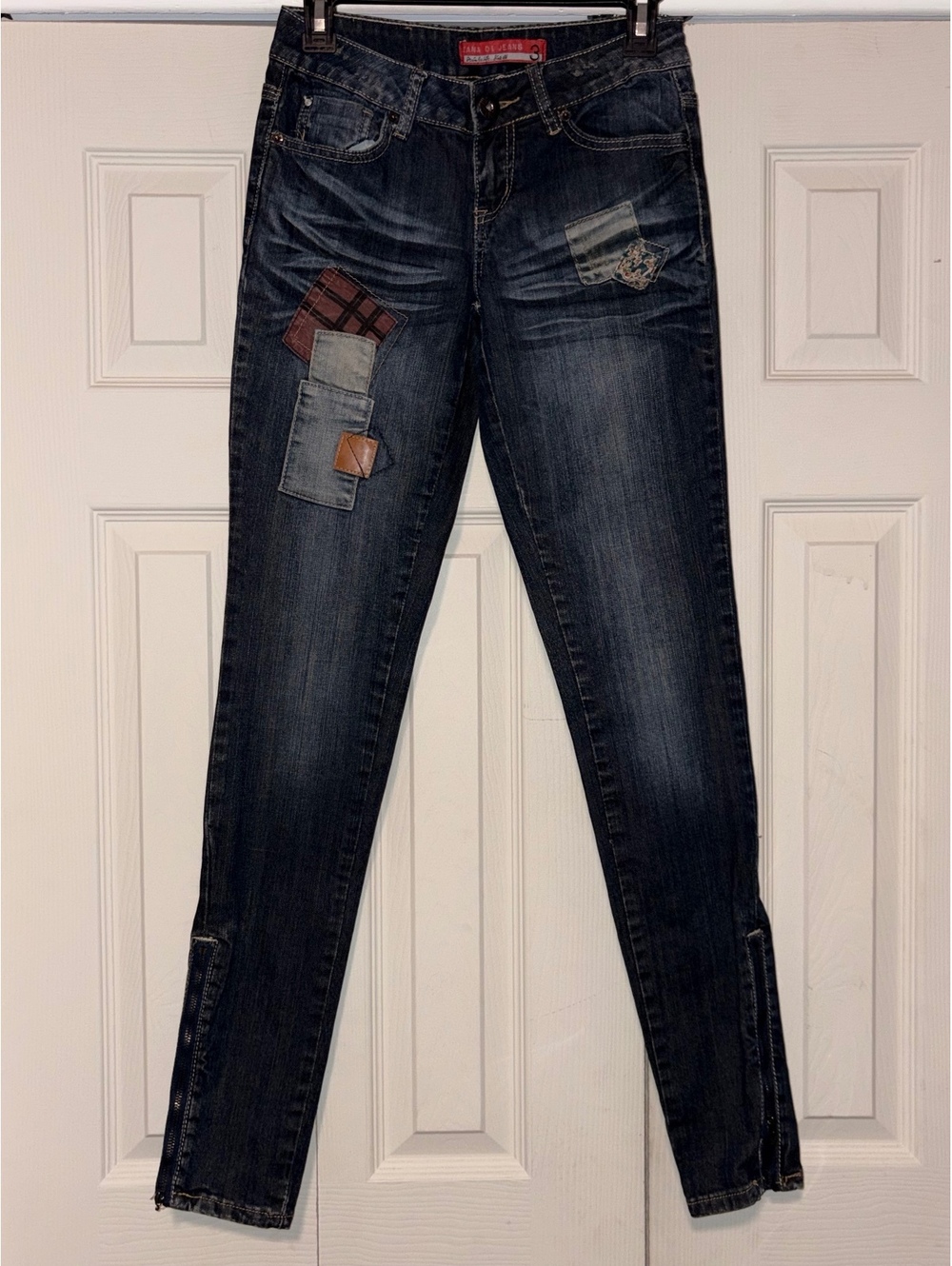 Vintage Y2K Zana Di Jeans Sz 3 Patchwork Low Rise Denim Ankle Zip Indie Sleaze